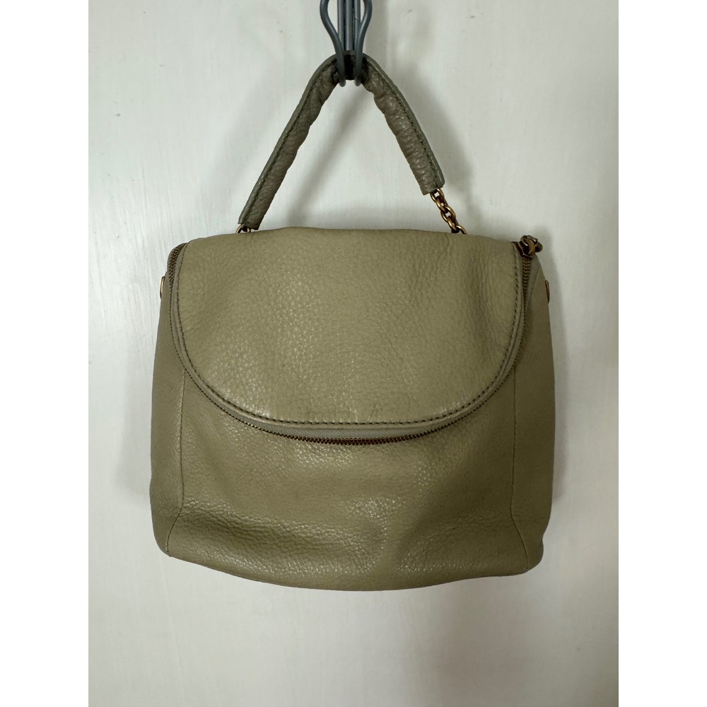 Hobo The Original Taupe Pebbled Leather Top Handle Bag Gold Chain Accent
